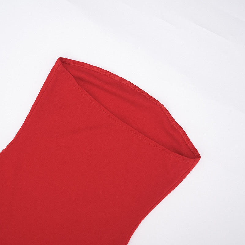 Strapless maxi dress with chiffon and matching scarf decoration - Gigi