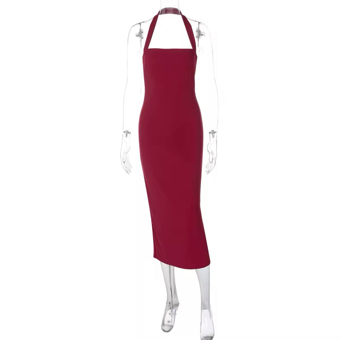 Fitted Midi Dress with Shaping Fabric and Open Back - Paislee