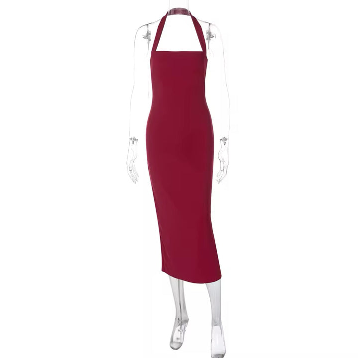 Fitted Midi Dress with Shaping Fabric and Open Back - Paislee