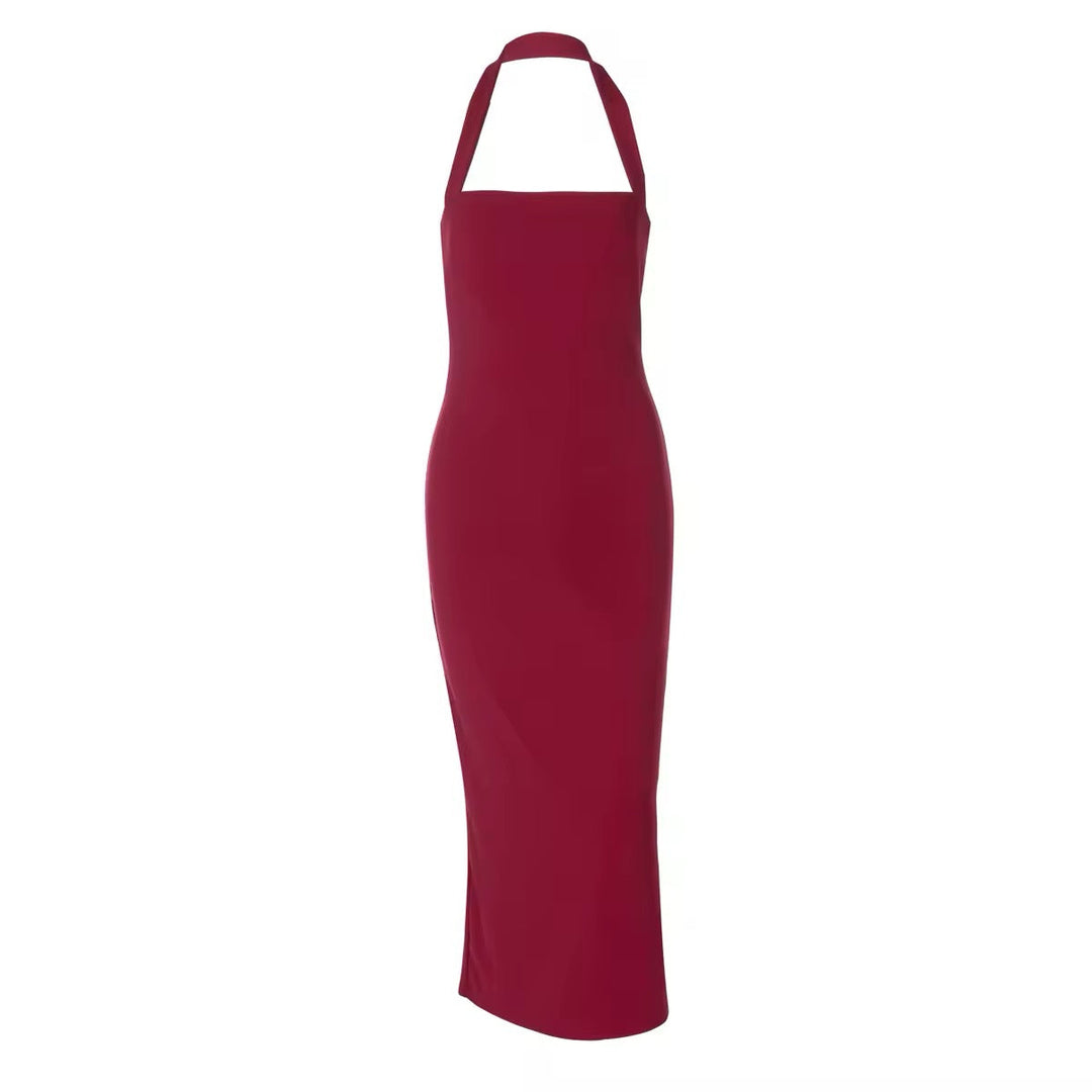 Fitted Midi Dress with Shaping Fabric and Open Back - Paislee