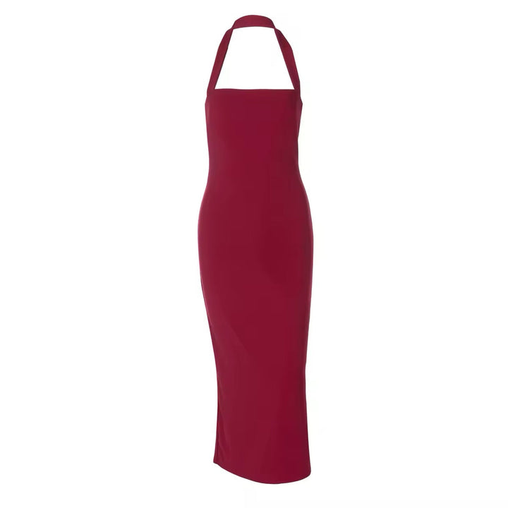 Fitted Midi Dress with Shaping Fabric and Open Back - Paislee