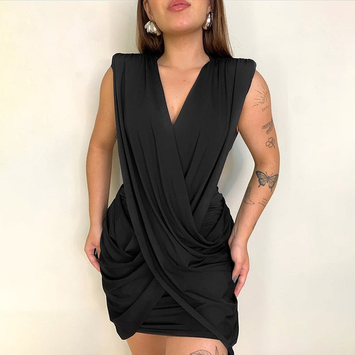Mini dress with pleated design and open back - SHIRYAM