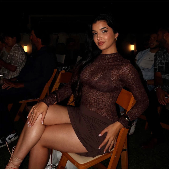 Mini dress with ruching and lace design - Jasella