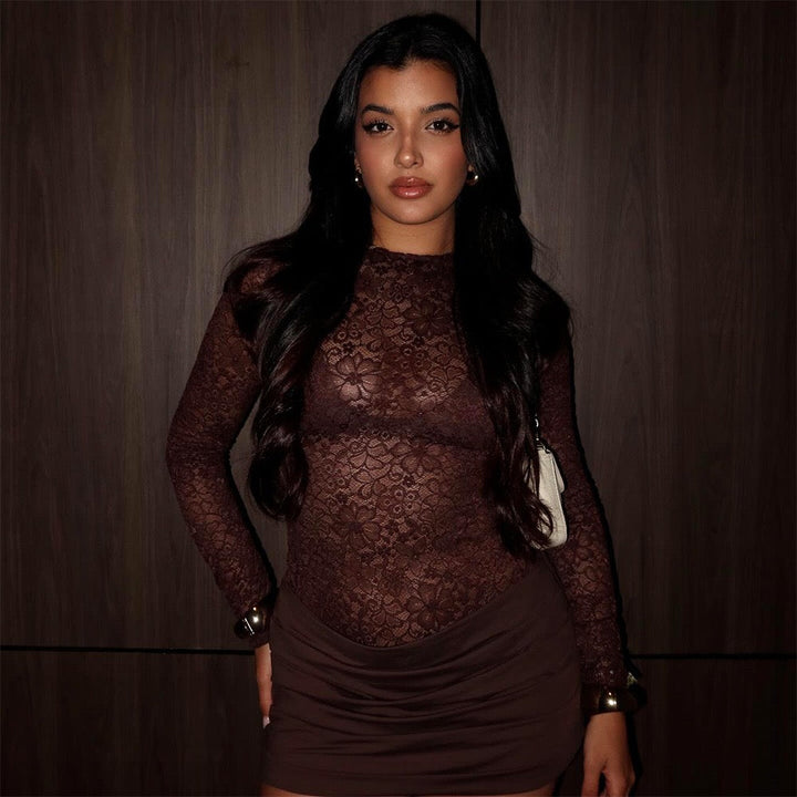 Mini dress with ruching and lace design - Jasella