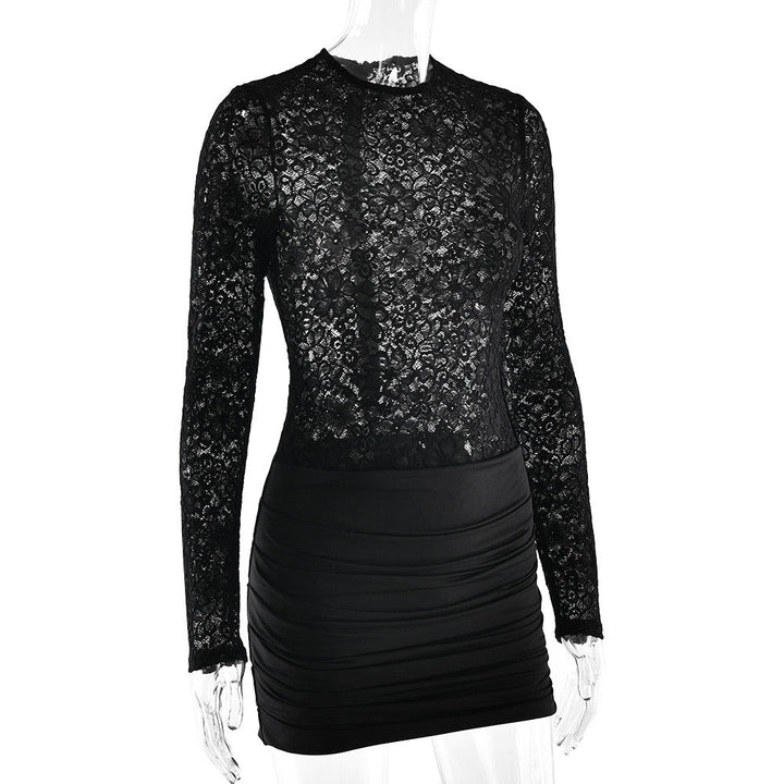 Mini dress with ruching and lace design - Jasella