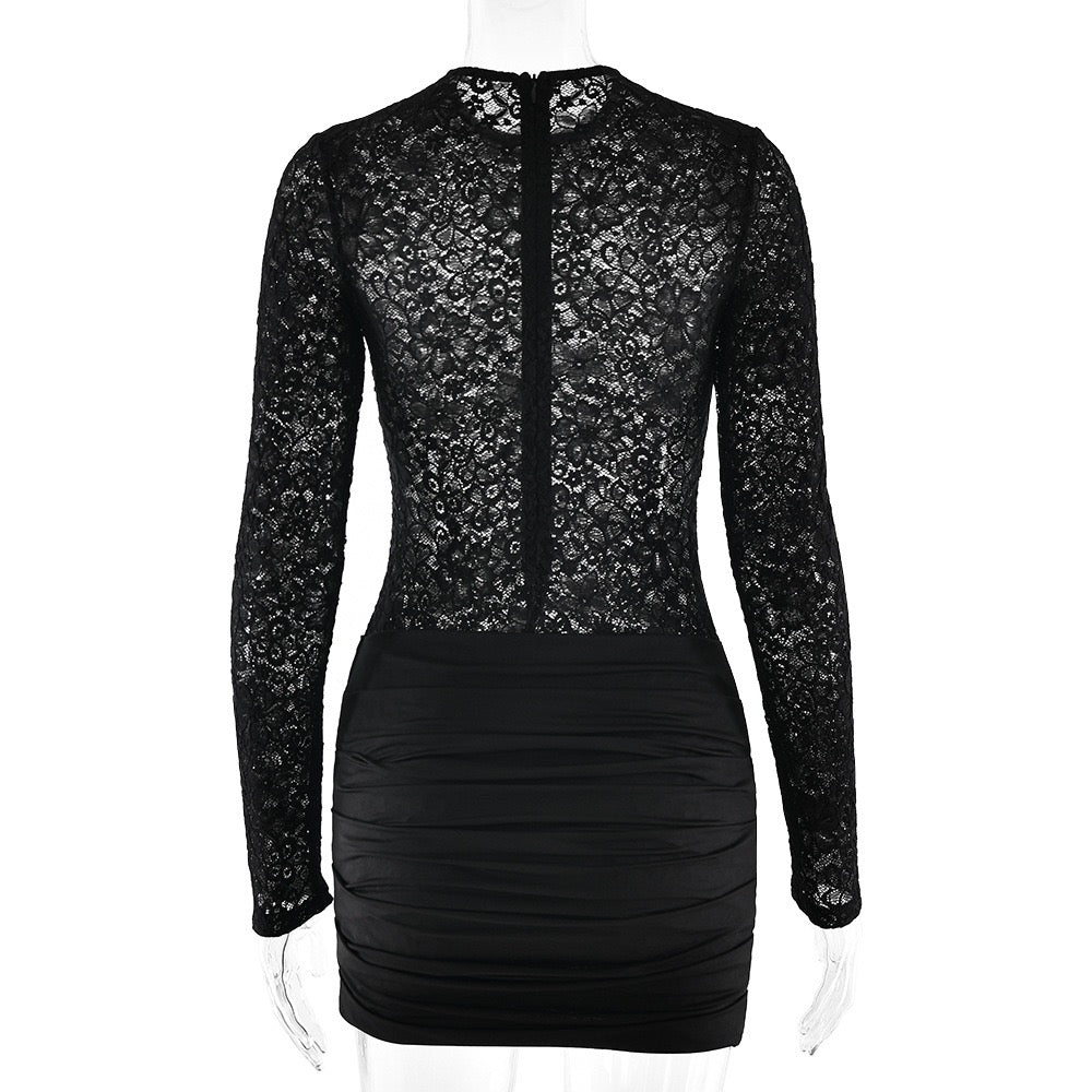 Mini dress with ruching and lace design - Jasella
