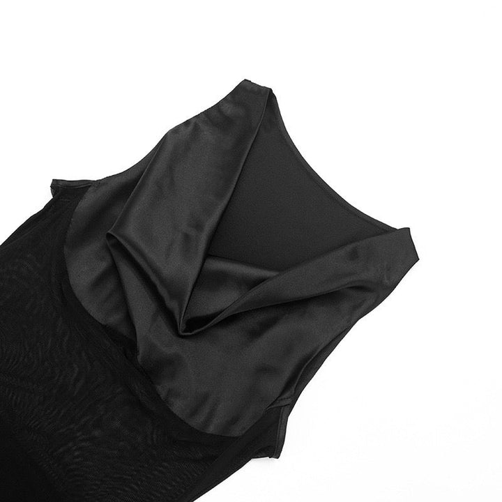 Satin Mini Dress with Mesh Design - Sandra