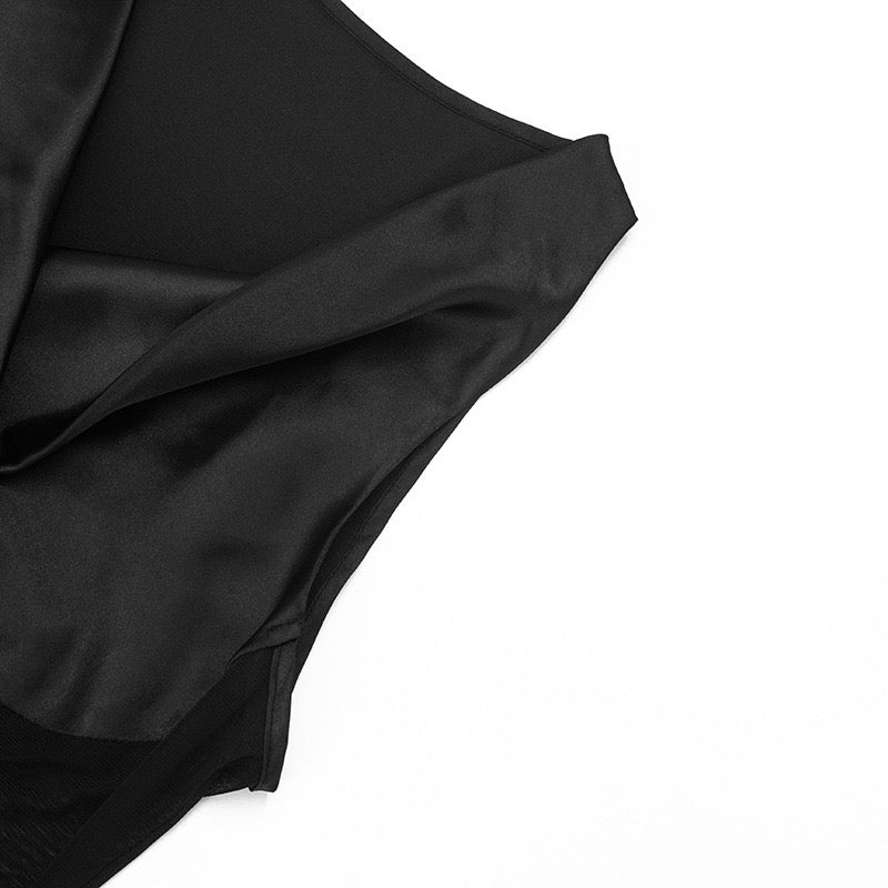 Satin Mini Dress with Mesh Design - Sandra