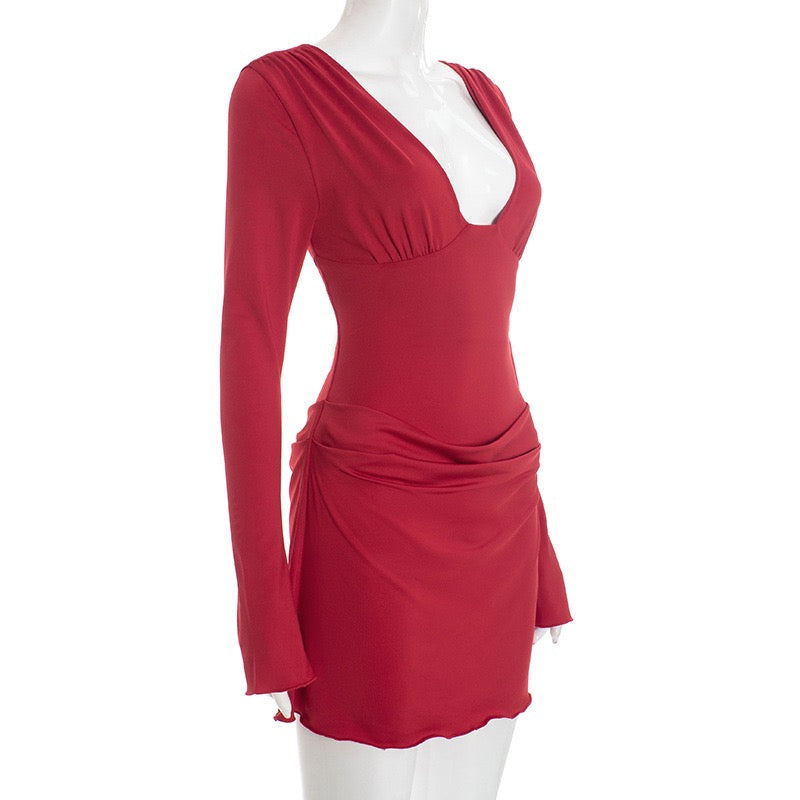 Mini Dress with Bodysuit and Pleats Design - Tahal