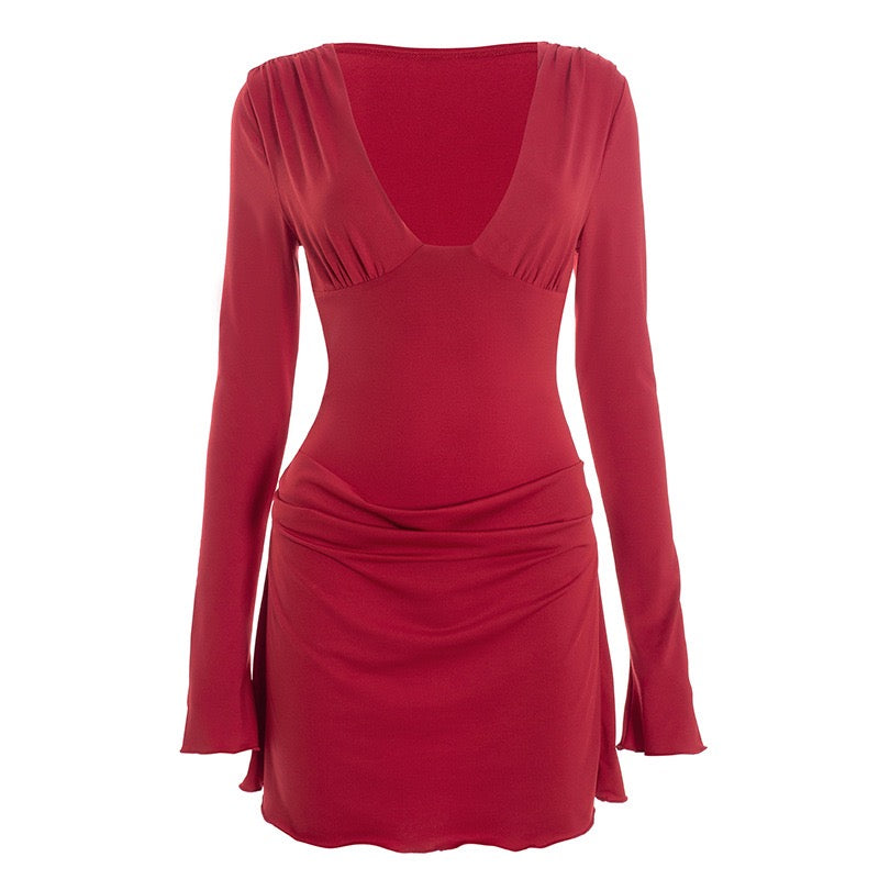 Mini Dress with Bodysuit and Pleats Design - Tahal