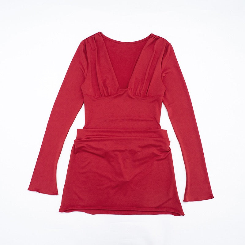 Mini Dress with Bodysuit and Pleats Design - Tahal