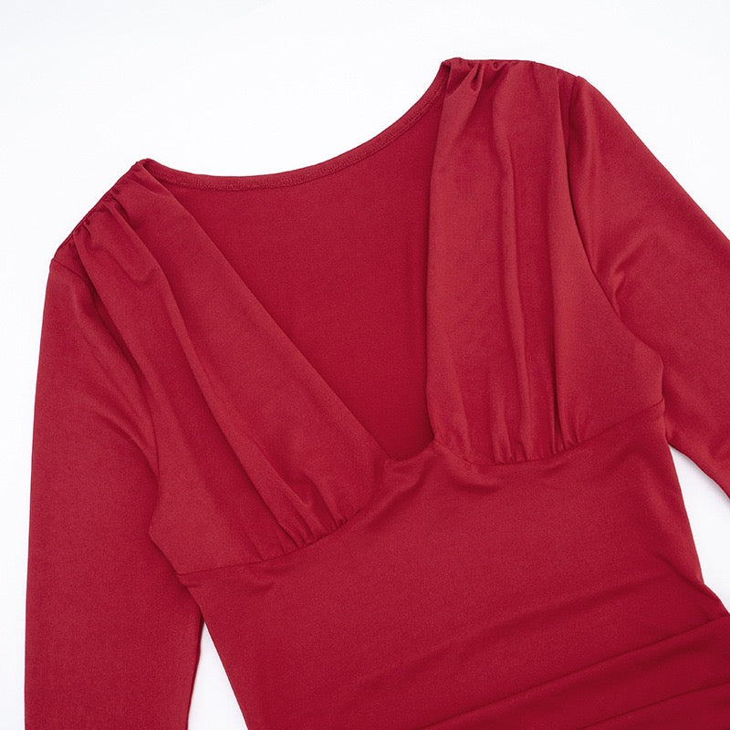 Mini Dress with Bodysuit and Pleats Design - Tahal