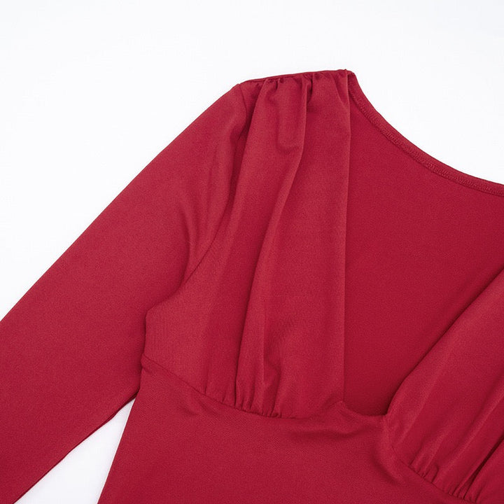 Mini Dress with Bodysuit and Pleats Design - Tahal