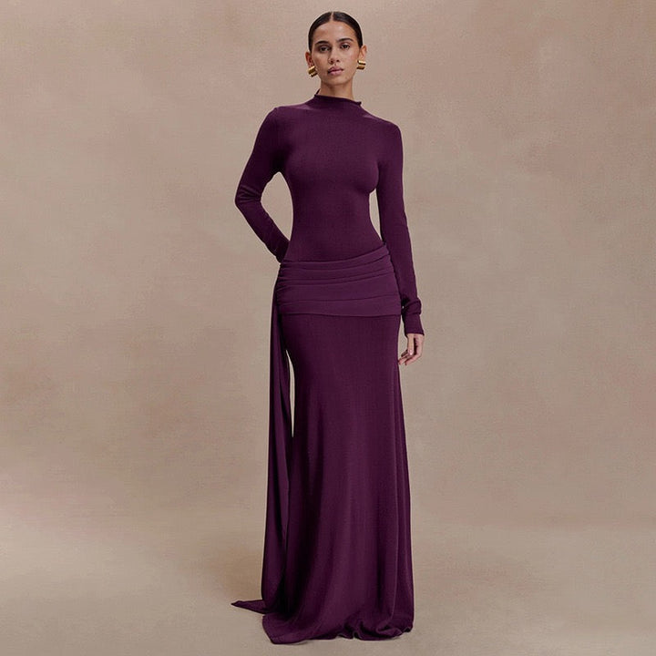 Maxi dress with ruching design and train - Hallel