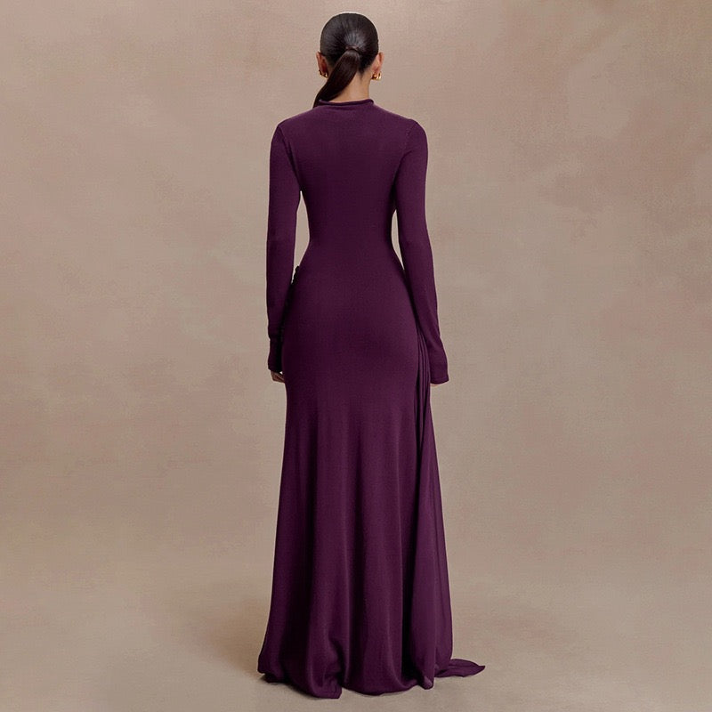 Maxi dress with ruching design and train - Hallel