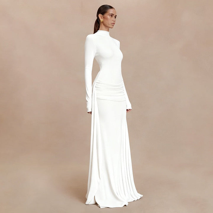 Maxi dress with ruching design and train - Hallel