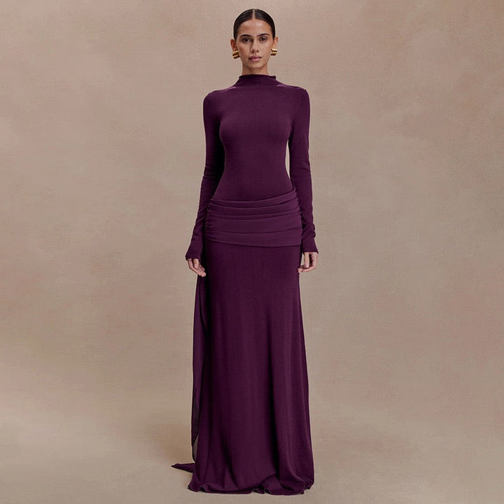Maxi dress with ruching design and train - Hallel