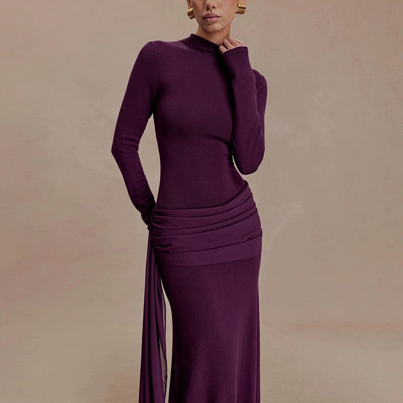Maxi dress with ruching design and train - Hallel