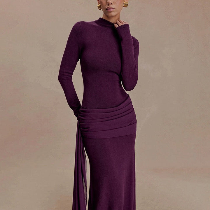 Maxi dress with ruching design and train - Hallel