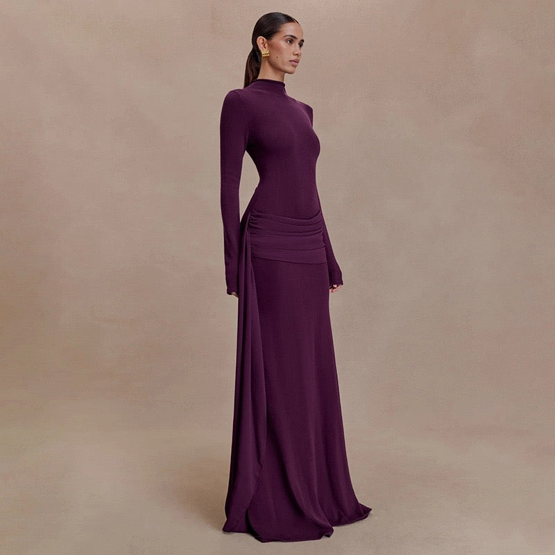 Maxi dress with ruching design and train - Hallel