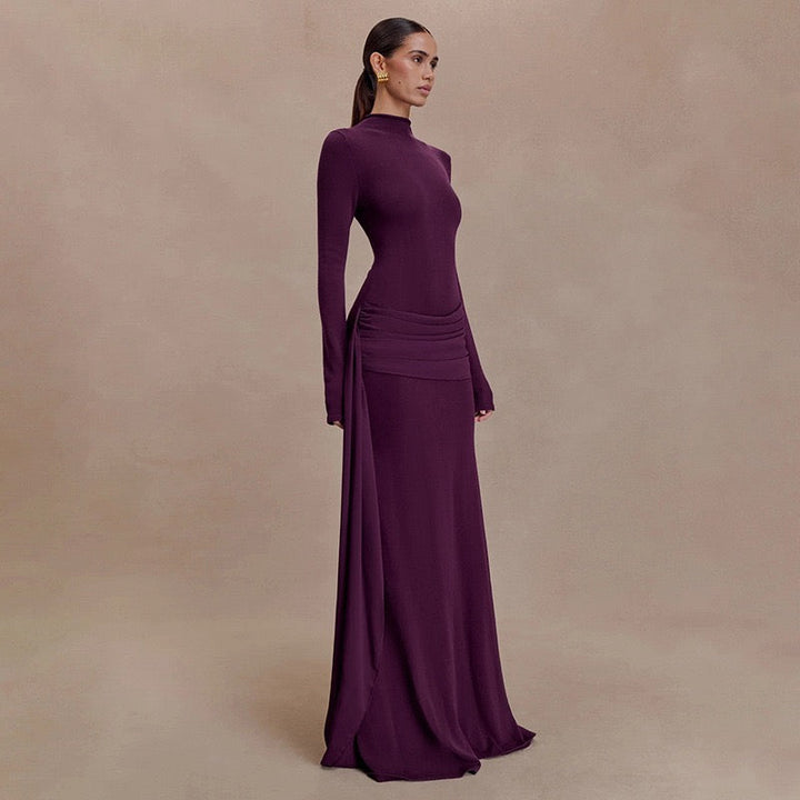 Maxi dress with ruching design and train - Hallel