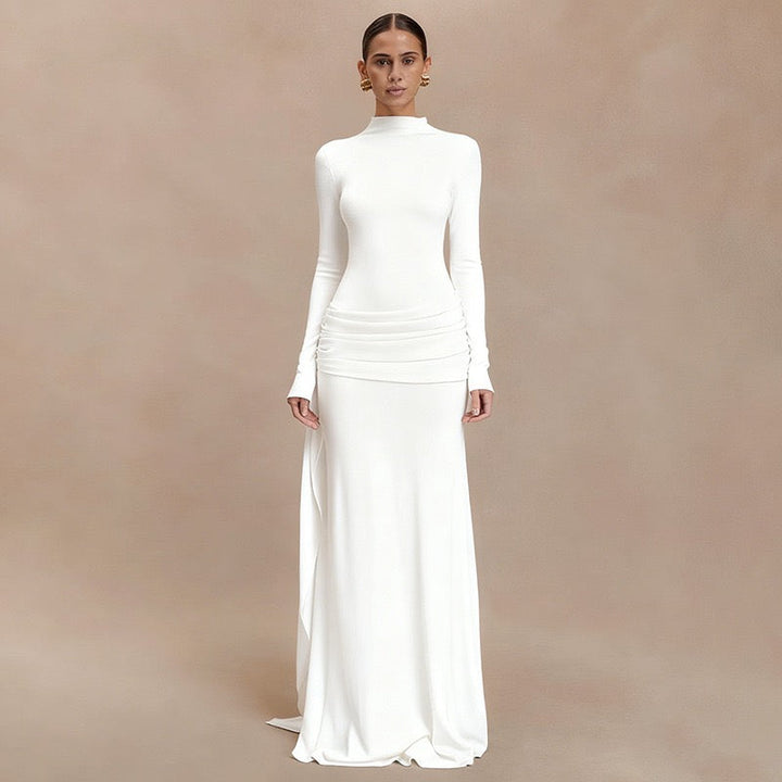 Maxi dress with ruching design and train - Hallel