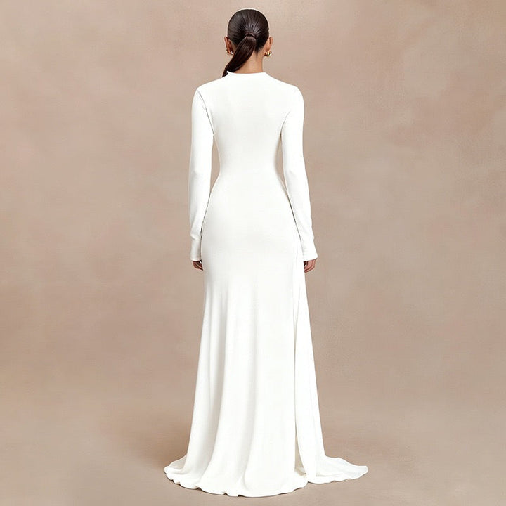Maxi dress with ruching design and train - Hallel