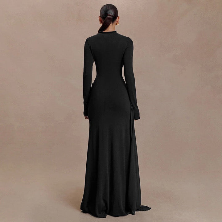 Maxi dress with ruching design and train - Hallel