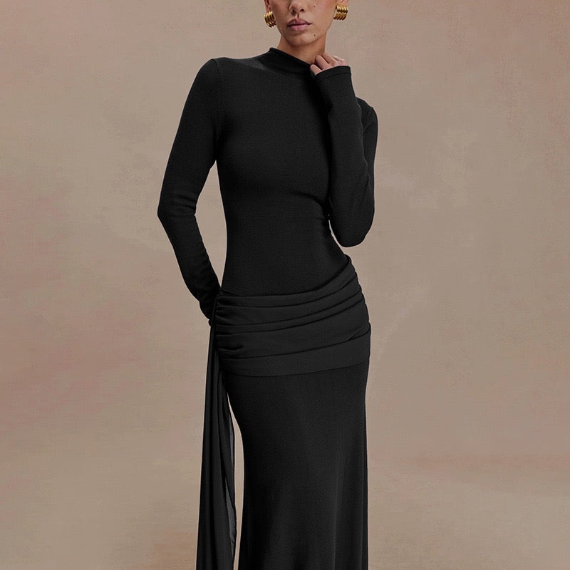 Maxi dress with ruching design and train - Hallel