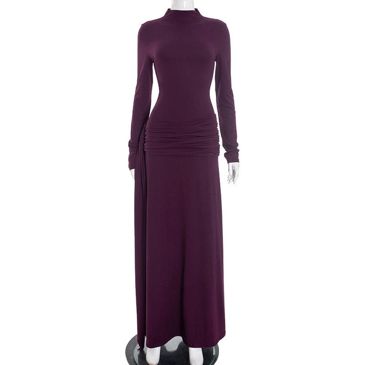 Maxi dress with ruching design and train - Hallel