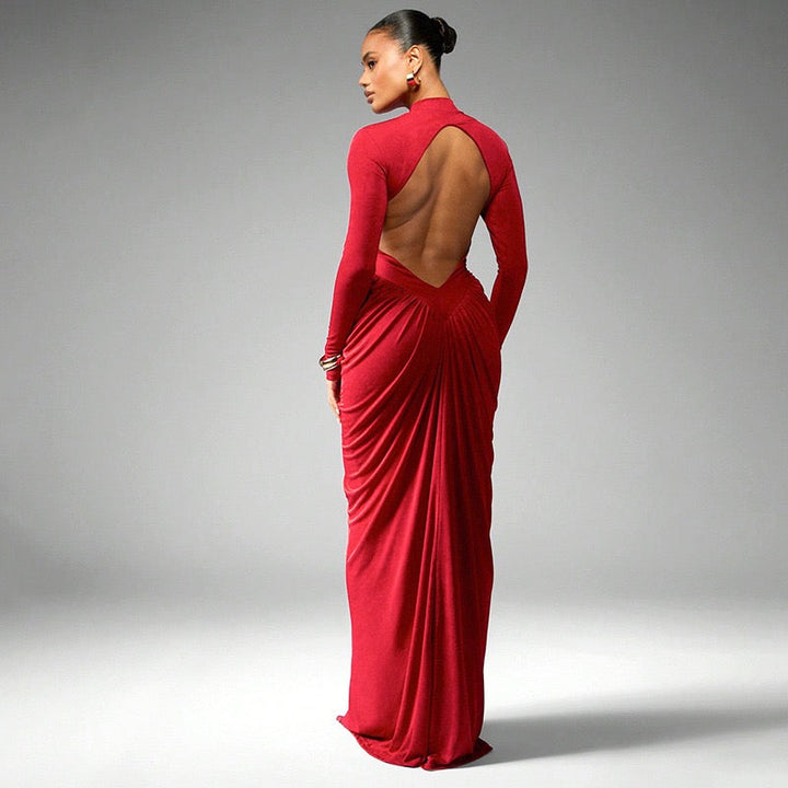 Maxi dress with ruching design and slit - Lola