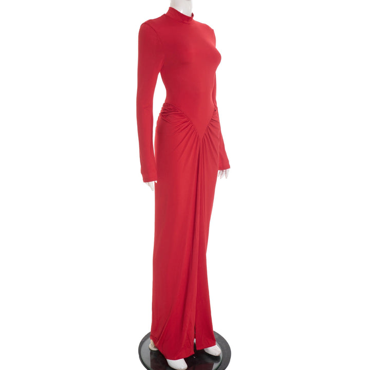 Maxi dress with ruching design and slit - Lola