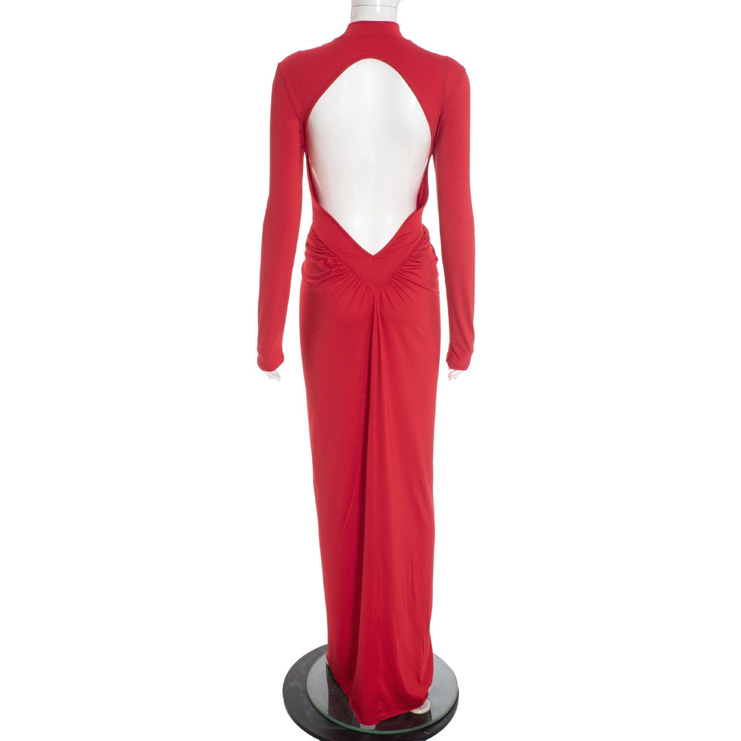 Maxi dress with ruching design and slit - Lola