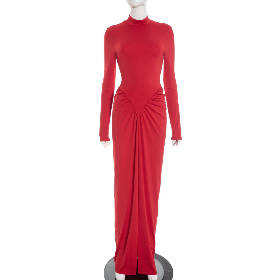 Maxi dress with ruching design and slit - Lola