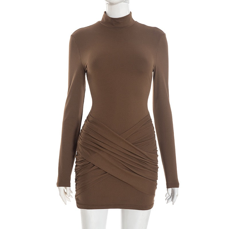 Mini dress with cross pleats design - Valen
