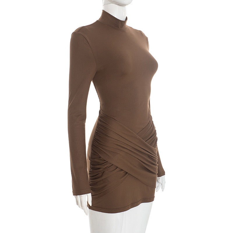 Mini dress with cross pleats design - Valen