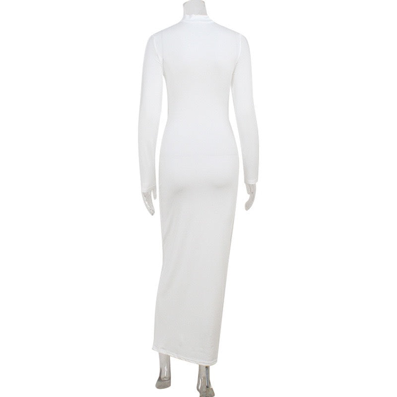 Maxi dress with cutouts and buckles, collar detail - VINNY
