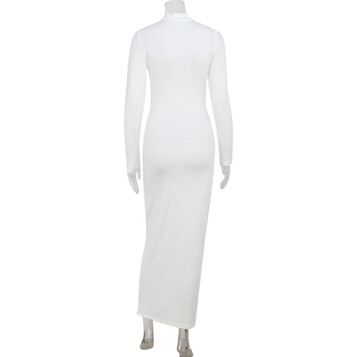 Maxi dress with cutouts and buckles, collar detail - VINNY