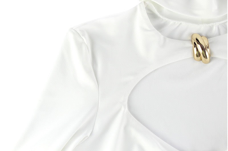 Maxi dress with cutouts and buckles, collar detail - VINNY