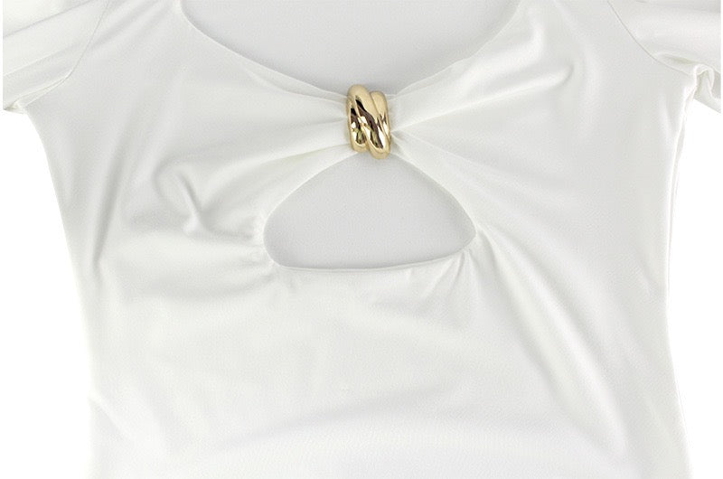 Maxi dress with cutouts and buckles, collar detail - VINNY