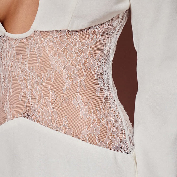 Mini dress with lace design and neckline - Ori