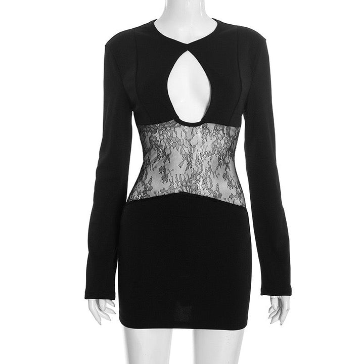 Mini dress with lace design and neckline - Ori