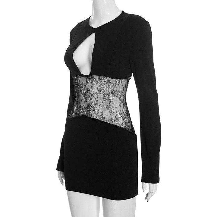 Mini dress with lace design and neckline - Ori