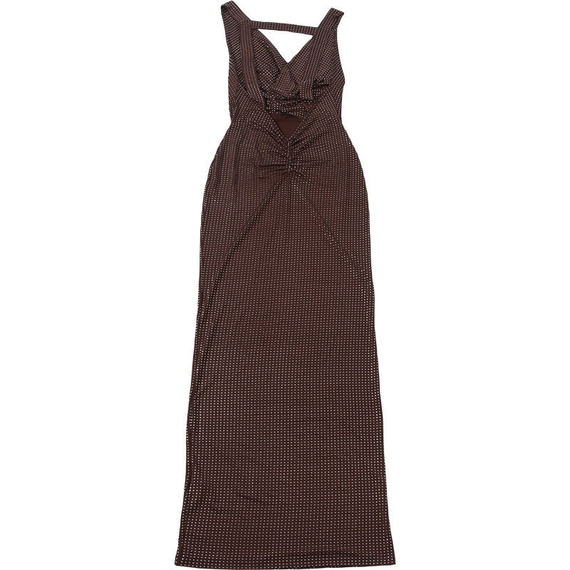 DIEM - Maxi dress with sparkling rhinestone design and open back
