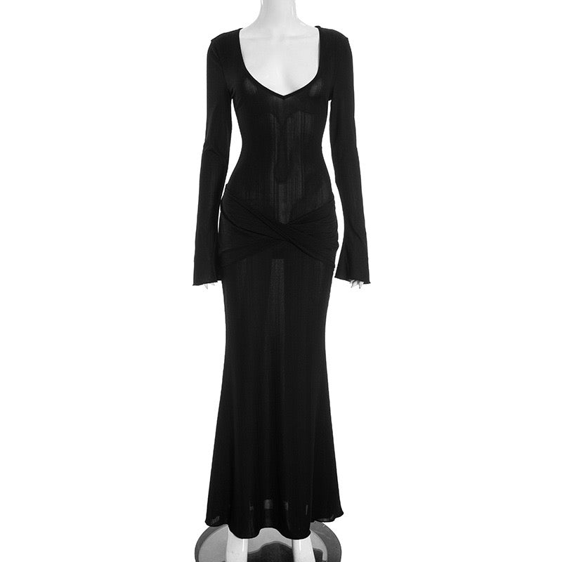Maxi dress with cross bell sleeves design - Neta