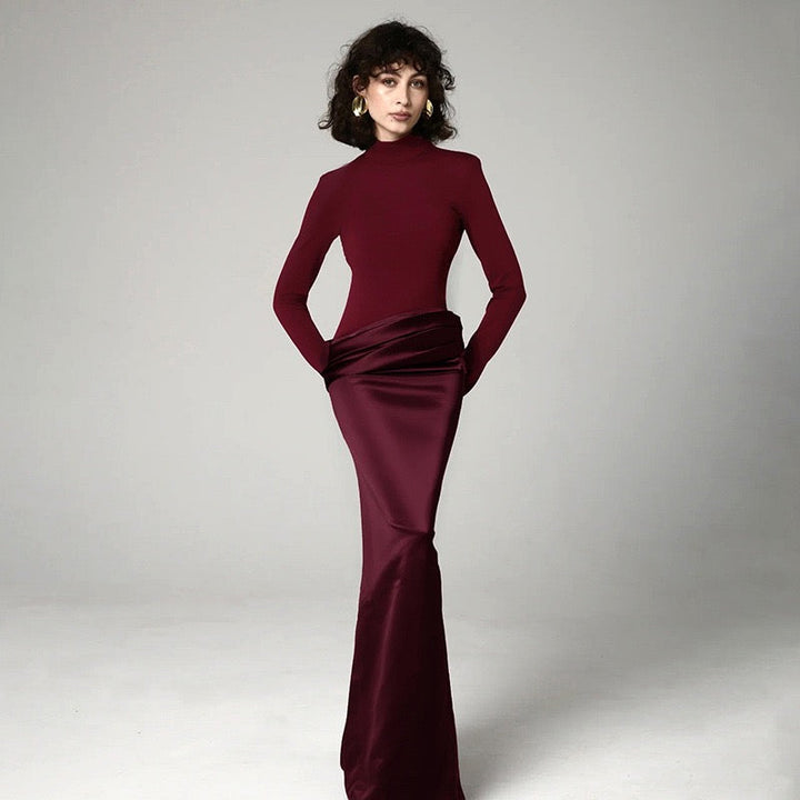 Maxi dress with satin turtleneck design - Shiraz
