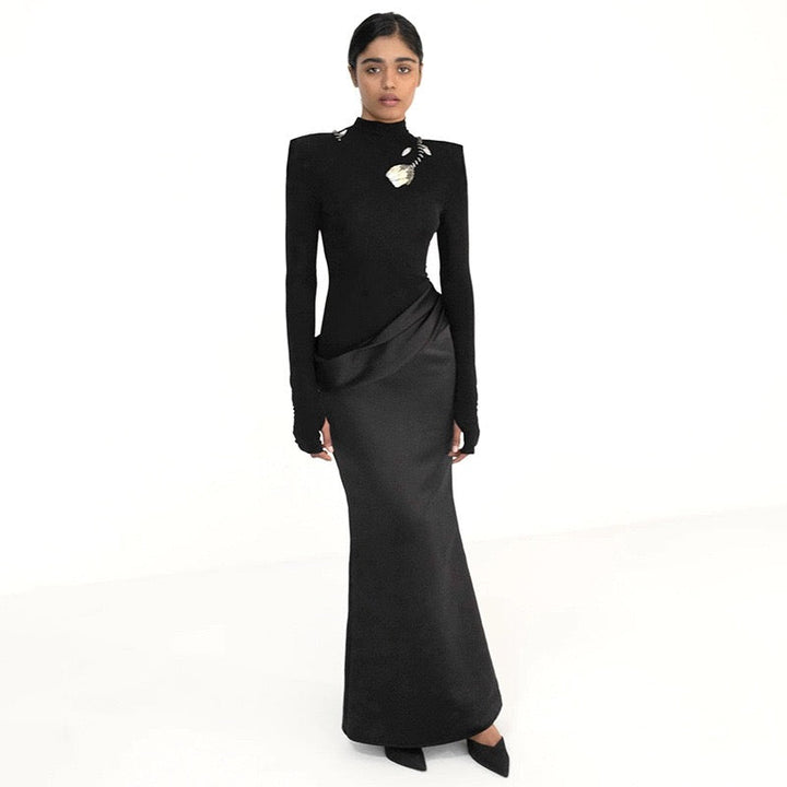 Maxi dress with satin turtleneck design - Shiraz