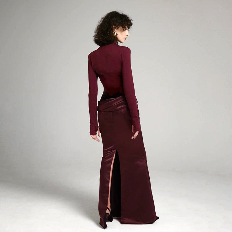 Maxi dress with satin turtleneck design - Shiraz