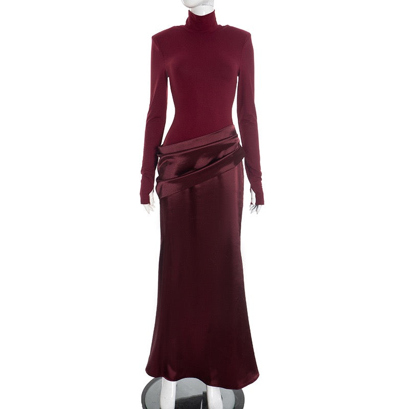 Maxi dress with satin turtleneck design - Shiraz