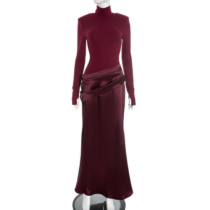 Maxi dress with satin turtleneck design - Shiraz